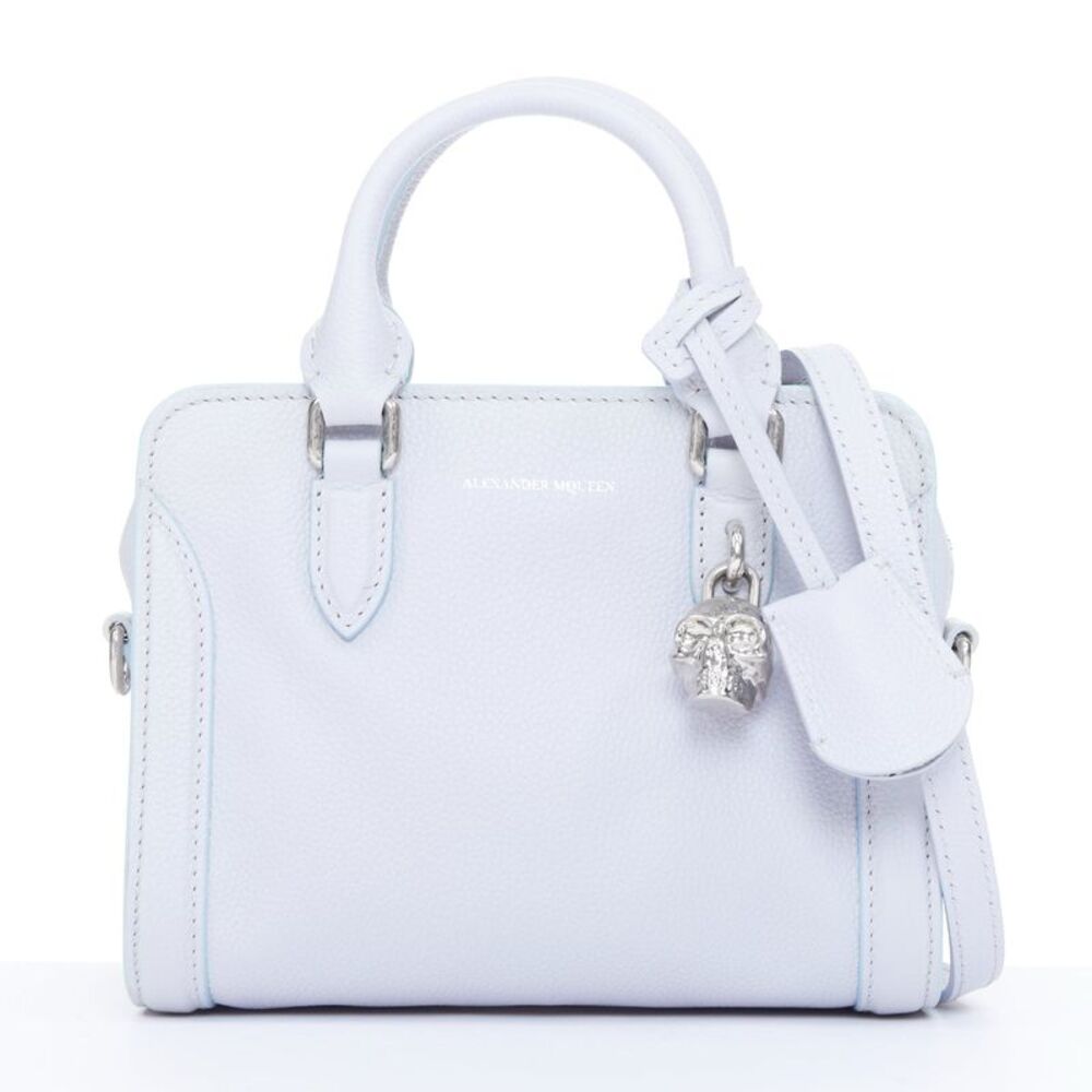 Alexander McQueen Padlock Mini Blue Leather Satchel Bag